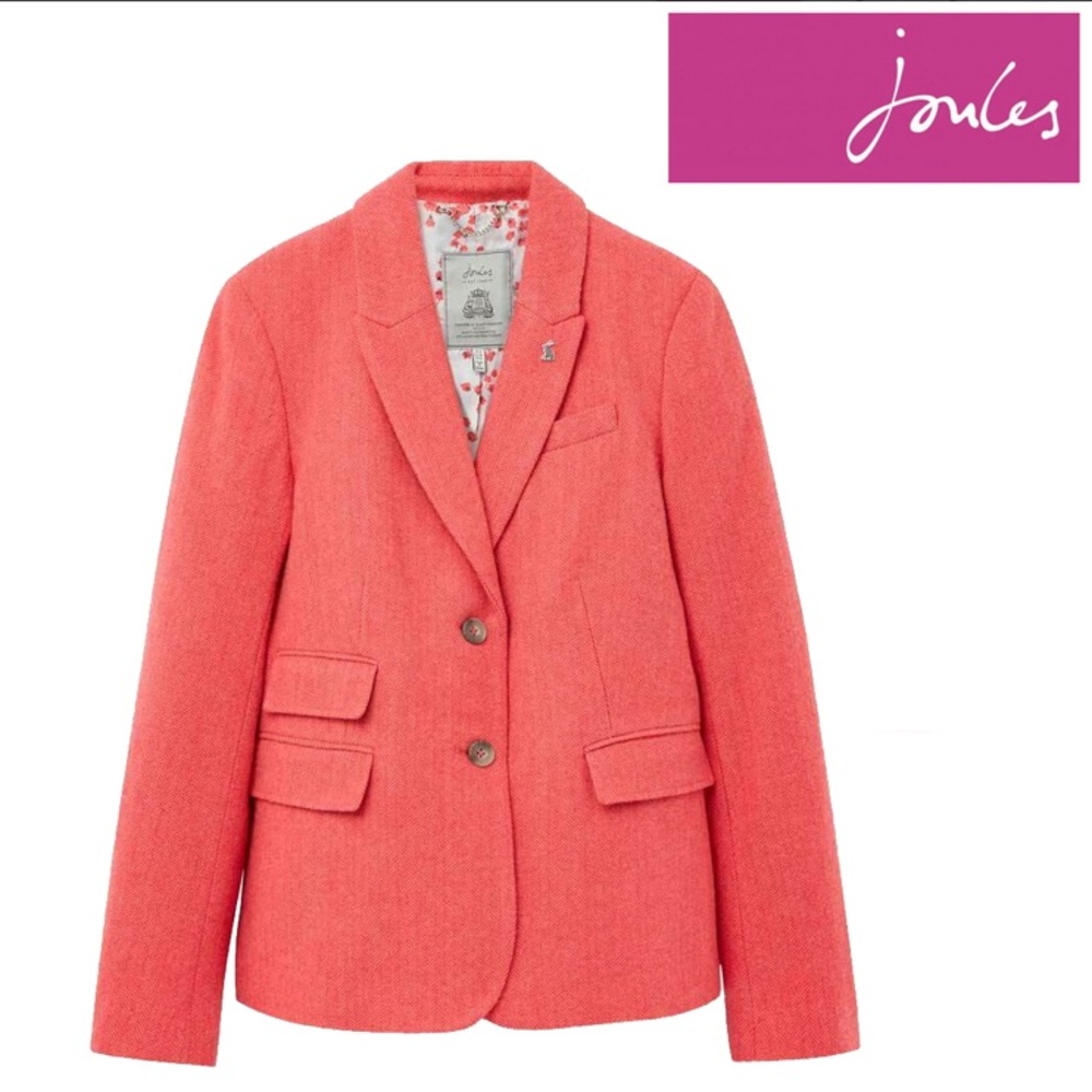Joules - Wool Tweed Wacombe Red Herringbone Blazer Jacket